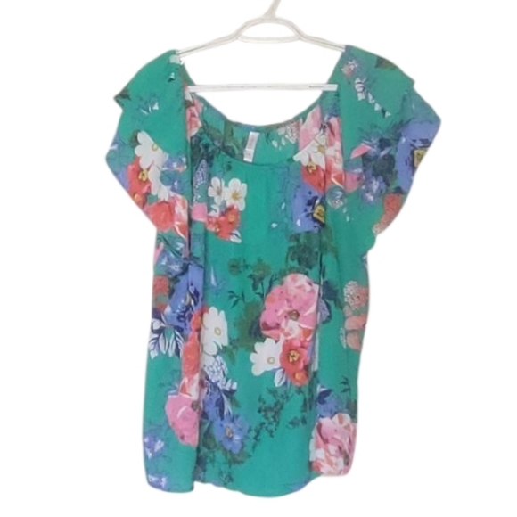 Target Brand Floral Sleeveless Ruffle Top Size XXL - Picture 2 of 2